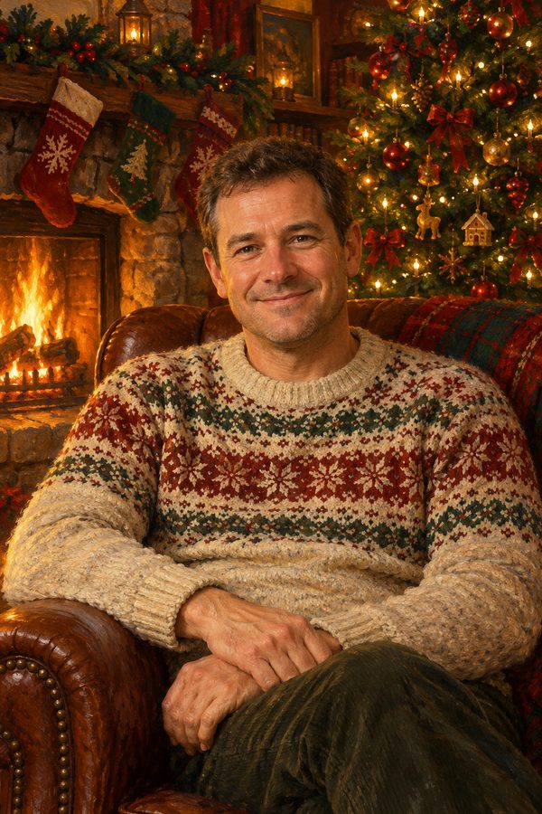 Christmas by the Fire portrait style example